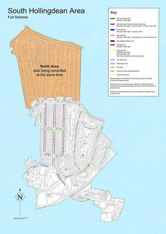 Proposed Controlled Parking Zone Map for the South area of Hollingdean